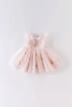 女の子用 夏の刺繍入りドレス【チュールスカート・誕生日用】