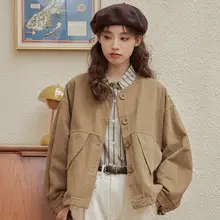 洗い加工デニムワークジャケット【レトロデザイン・女性用】