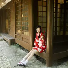桜模様の短丈和服【レトロ・学生向け・改良京都浴衣】（セットアップ対応）