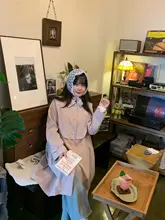 秋のレトロデザインの中長丈コート【スリム効果・大きいサイズ】