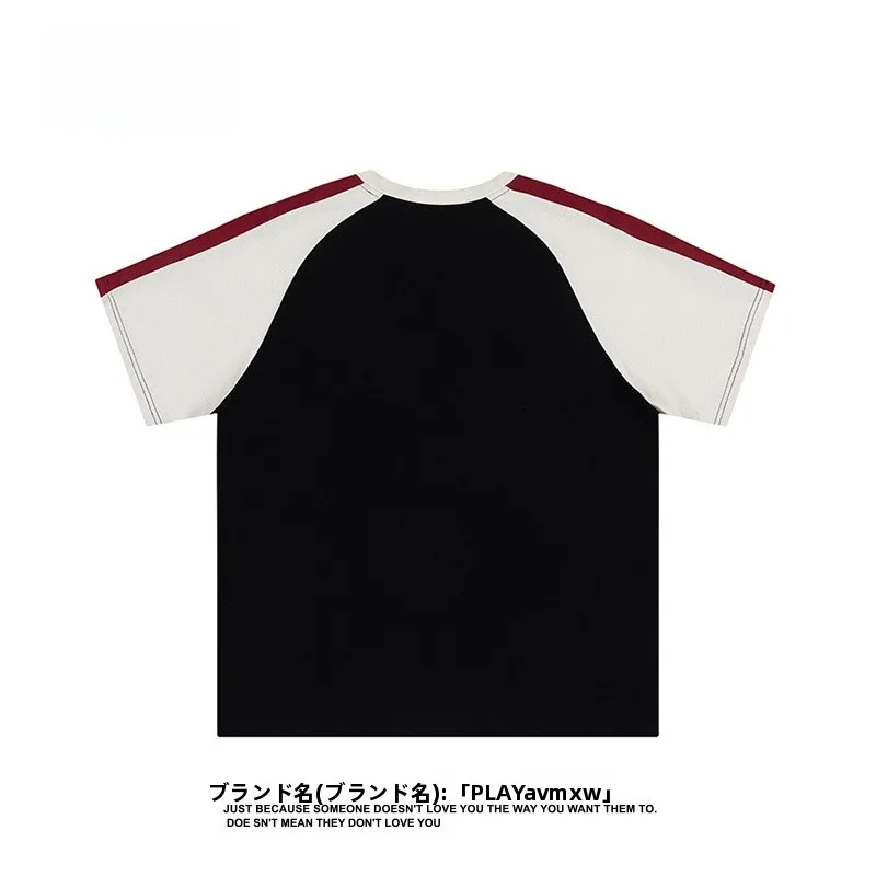カジュアルなデザイン！夏用カップル向けのゆったりとしたクルーネックTシャツ【綿製・ラグランスリーブ・短袖】