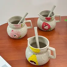韓国風 手作りの陶器製可愛い水差し【釉下彩・高級感溢れるデザイン】