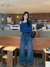 青と白のストライプデザイン！オフショルダー長袖トップス【春用・フィット感抜群・女性用】