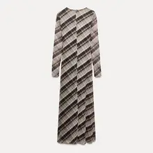 春の新作 格子模様のシルクネットワンピース【スタイリッシュ・スリムフィット】（セットアップ対応）