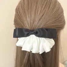 韓国ヴィンテージブラック 椿 リボン ヘアピン