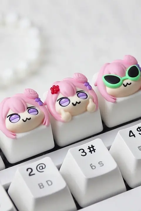 抽象デザインの桃楽絲キーボードキーキャップ【ユニークで可愛い・樹脂製】