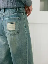 ヴィンテージ風ストレートデニムパンツ【ブルーグリーン・スリムフィット】