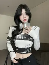 Y2Kスタイルの長袖Tシャツ【デザイン性抜群・ダンス、KPOPスタイル】