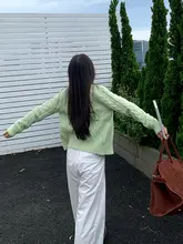 春用の麻花編みニットカーディガン【肩落ちデザイン・イエロー】