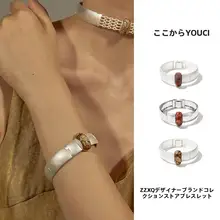 新中式デザインの広いバンド構造ブレスレット【玉石装飾・ヴィンテージスタイル】