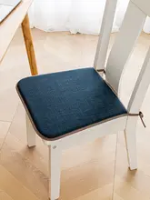 滑り止め付き麻・綿製ダイニングチェアクッション【シンプルデザイン・バンジー付き・蹄形】