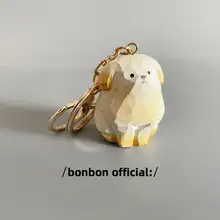 手作り木彫りのかわいいゴールデンレトリーバーキーホルダー【犬デザイン・カップル用・ギフトに最適】