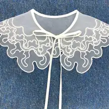 オーガンジー刺繍のリボンデザインの装飾襟【韓国スタイル・肩掛け用】