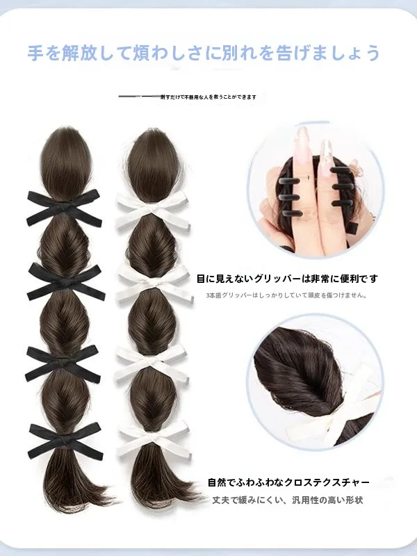 仮想ウィッグのランタンフラワーブレイド：自然なポニーテールにリボンを加える簡単な方法