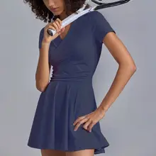 スポーツドレス【女性用・ショートスリーブ・速乾素材・ポロシャツ風・テニス・バドミントン対応】（セットアップ対応）