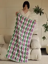 チューリップ柄のロングパイルコットンフェイスタオル【柔らかい・吸水性抜群・家庭用】