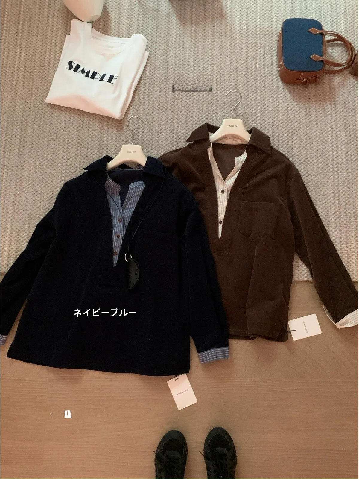 ストライプパッチワークデザインのレディースコーデュロイシャツ：通勤とカジュアルシーンで活躍する実用性を解説
