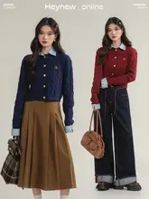 グレーのニットセーター【韓国風・スリムデザイン・秋冬用】（セットアップ対応）