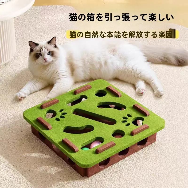 猫の知育迷路おもちゃ：0歳から3歳まで楽しめる穴あきデザインの知育玩具