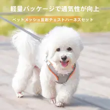 通気性のある犬用ハーネスリード【反射機能付き・コントラストデザイン】