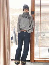 MsDidion ハイデンシティ コットン ワイドレッグ デニムパンツ【秋冬用・酵素水洗・ストレートデザイン】