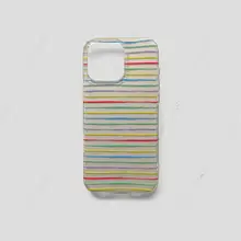 スマホケース iPhone14 15 16 17 Pro対応 ハードケース 二層IMD マット加工 カラフルボーダー イラスト 可愛い 全周保護 ストラップホール付き
