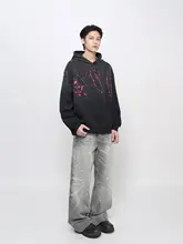 パーカー メンズ 厚手 ウォッシュ加工 ダメージ加工 グラデーション カラーブロック アメリカン風 ストリート デザイン性 「Mz」