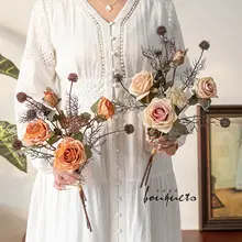 美しい造花のローズブーケ【インテリア装飾用・リビング・寝室・テーブル飾り用】