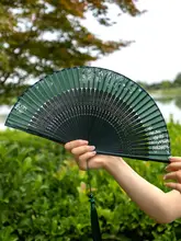 国風デザインの携帯用折り扇【夏用・竹製・流れるフリンジ・ダンス用】