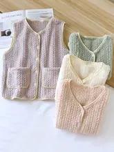 外出可能なフランネルベスト【秋冬用・暖かい・タンクトップ・ルームウェア】（セットアップ対応）