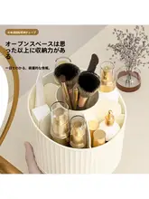 回転式化粧品収納ボックス【ラグジュアリー・多機能・円形・デスク上用】