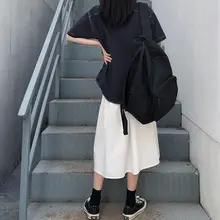 白色コットン製 Aライン中長丈スカート【ジャンプスカート・レトロ文芸スタイル・学生向け】