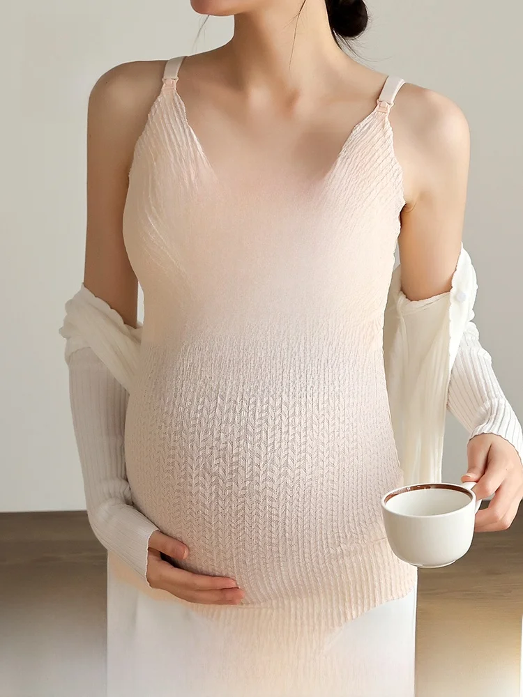 授乳対応マタニティタンクトップ：夏用の快適なシンプルデザインと高透气性