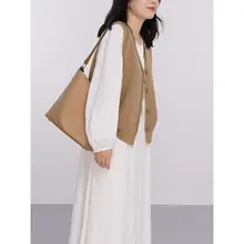 小柄向けVネックニットベストカーディガン【レディース・無地・アウター】