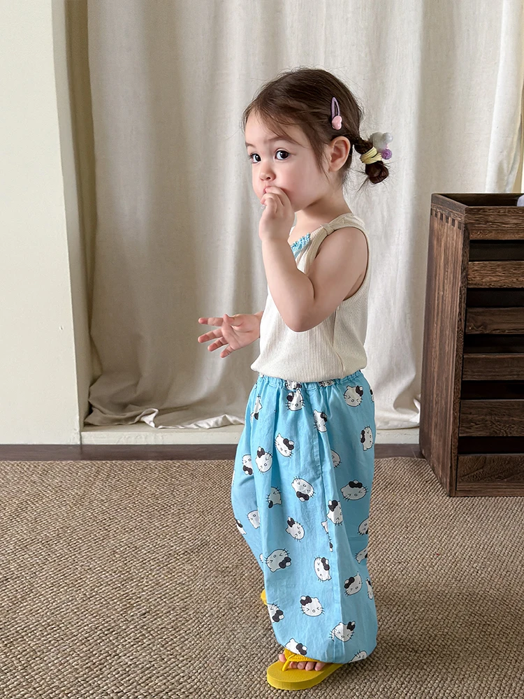 夏用薄手子供服：9ヶ月女児向けの防蚊セットアップデザイン