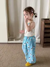 夏用薄手子供服【かわいいデザイン・ノースリーブトップス・防蚊パンツ・女児用】（セットアップ対応）
