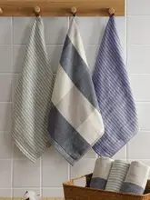 2枚セット コットン製 吸水性ハンドタオル【掛けられるデザイン・キッチン用・家庭用】