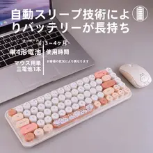 ワイヤレスキーボードマウスセット 女性 用 オフィス 用 かわいい イラスト 小型
