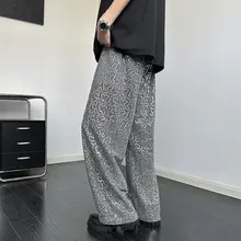 ユニークなスタイルのシルバーラメビーズ輝くカジュアルパンツ【男女兼用・舞台演出用・ロングパンツ】