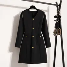 ワンピース 大きいサイズ レディース ゆったり体型 ウエスト絞り スリム ブラック フレンチ Vネック 秋冬