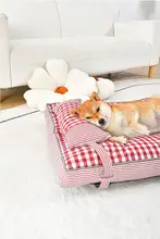 ペット用マット 犬 秋冬 洗える ストライプ 厚手 快適 暖かい