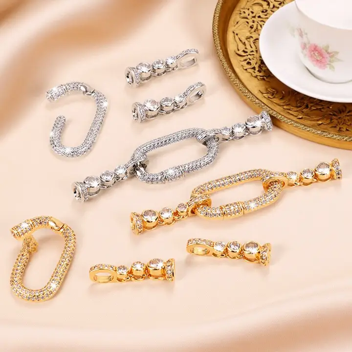 保色の18Kゴールドコーティング パールネックレス【万能接続金具・ダイヤモンド装飾・DIY用ビーズブレスレット用】