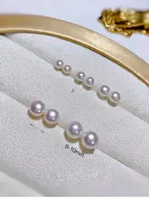 アウロラ 高品質6A級 無核淡水パールピアス【半月デザイン・丸型】