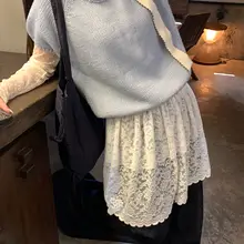 デニムと重ね着できるレースフリルのロングスカート【お尻隠し・春夏用・フレアシルエ  ット】（セットアップ対応）