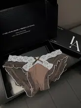 リボンデザインの柔らかいレース付き女性用パンティ【オリジナル・こだわりのプリント】
