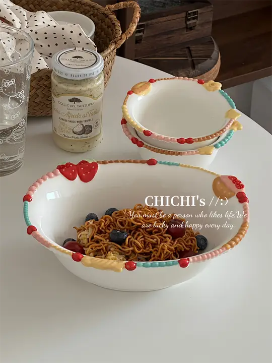 カラフルドットデザインの飯碗【家用・高級感ある食器・スープボウル・ヨーグルトボウル・フルーツ皿】