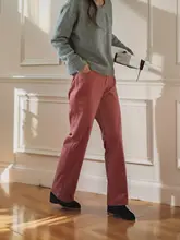 秋冬用 ヴィンテージコーデュロイ レディースストレートパンツ【無地・デザイン】