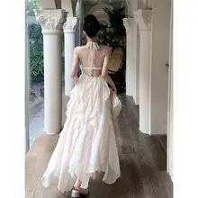 魅力あふれるバックオープンマキシドレス【夏用・フレンチスタイル・ビーチリゾート向け】