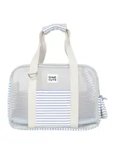 夏用ペット用通気性バッグ【青白ストライプ・肩掛け・手提げタイプ】