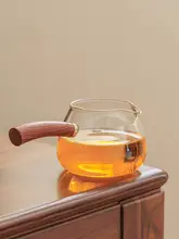 耐熱ガラス茶器【木製ハンドル・分茶器・加厚デザイン】
